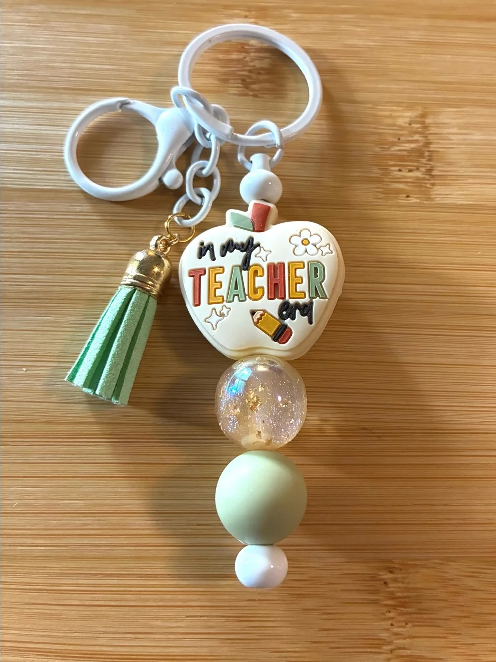 In My Teacher Era Beaded Keychain
